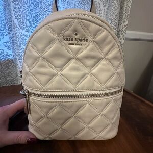 Kate Spade Beige Quilted Backpack